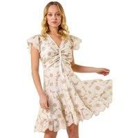 Dusk Broderie Anglaise Ruched Dress 14 female