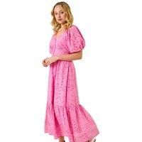 Dusk Broderie Anglaise Tiered Maxi Dress 12 female
