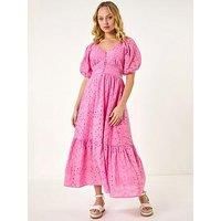 Dusk Broderie Anglaise Tiered Maxi Dress 18 female