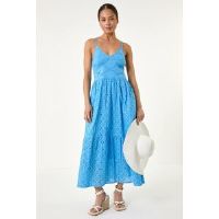 Roman Petite Broderie Strappy Maxi Dress 16 female