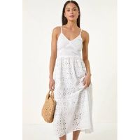 Roman Petite Broderie Strappy Maxi Dress 18 female
