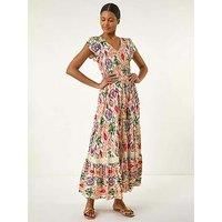 Roman Abstract Button Through Maxi Dress 12 female