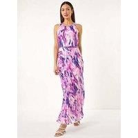 Roman Blurred Print Pleated Maxi Dress 14 female