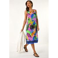 Roman Tropical Print Midi Dress 20 female