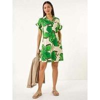 Roman Leaf Print Cocoon Shift Dress 14 female