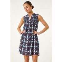 Roman Petite Geometric Pintuck Pocket Dress 18 female