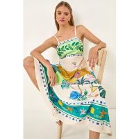 Roman Beach Print Strappy Midi Dress 20 female