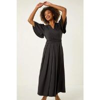 Roman Tie Back V-Neck Stretch Midi Dress 18 female