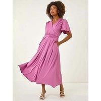 Roman Tie Back V-Neck Stretch Midi Dress 14 female