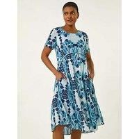 Roman Abstract Print Smock Dress 10 female