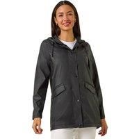 Roman Black Rain Resistant Hooded Jacket - Size 18 18 female