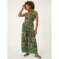 Roman Zig Zag Print Full Length Jumpsuit 14 female