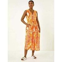 Roman Abstract Tie Neck Midi Dress 20 female