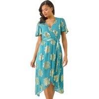 Roman Jacquard Midi Wrap Dress 10 female