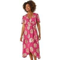Roman Jacquard Midi Wrap Dress 18 female