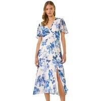 Roman Floral Print V-Neck Midi Dress 12 female