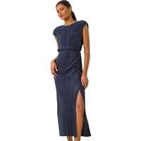 Roman Plisse Cowl Back Midi Dress 14 female
