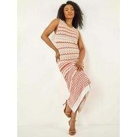 Roman Petite Chevron Knitted Midi Dress 8 female