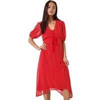 Roman Petite Red Spot Print Lace Bow Midi Dress - Size 18 18 female
