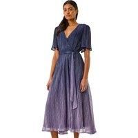 Roman Originals Shimmer Plisse Wrap Dress For Women UK - Ladies Spring Summer