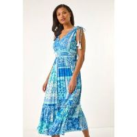 Roman Light Blue Patchwork Shimmer Maxi Dress - Size 14 14 female