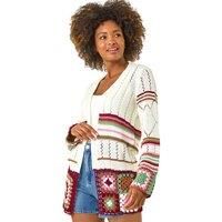 Roman Edge Crochet Detail Knit Cardigan 16 female