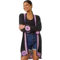 Roman Crochet Hem Lightweight Knit Cardigan 10 female