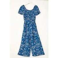 Dusk Leaf Print Wide Leg Jumpsuit 12 female