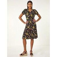 Roman Floral Stretch Ring Detail Midi Dress 18 female