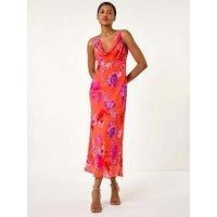 Roman Floral Cowl Neck Midi Dress 20 female