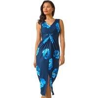 Roman Floral Twist Front Midi Dress 20 female