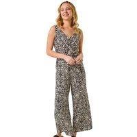 Dusk Black Abstract Print Jumpsuit - Size 14 14 female