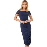 Dusk Ruched Mesh Stretch Dress 12 female