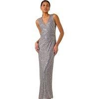 Roman Sequin Side Twist Wrap Maxi Dress 10 female