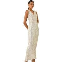 Roman Sequin Side Twist Wrap Maxi Dress 14 female