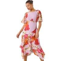 Floral Print Frill Detail Midi Dress - Ladies Roman Originals Women