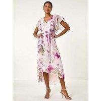 Roman Floral Print Wrap Midi Dress 14 female