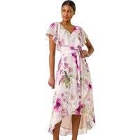 Roman Floral Print Wrap Midi Dress 10 female