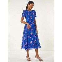 Roman Floral Pleated Chiffon Dress 12 female