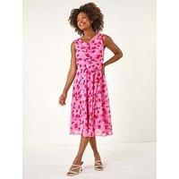 Roman Floral Print Chiffon Cowl Neck Dress 20 female