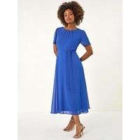 Roman Pleat Chiffon Belted Midi Dress 20 female