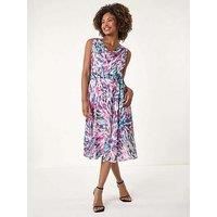 Roman Abstract Print Chiffon Cowl Neck Dress 10 female