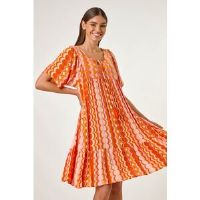 Roman Abstract Smocked Dress M female