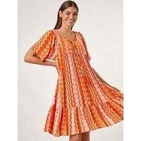 Roman Abstract Smocked Dress L female