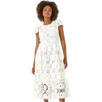 Roman Crochet Floral Lace Midi Dress 20 female