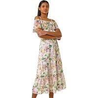 Roman Floral Print Bardot Midi Dress 18 female