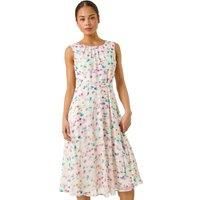 Roman Petite Abstract Print Pleated Midi Dress 16 female
