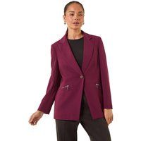 Roman Petite Zip Pocket Stretch Blazer 10 female