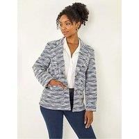 Roman Women's Petite Collared Boucle Jacket in Navy | Size: 14