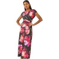 Roman Floral Printed Wrap Detail Midi Dress 16 female